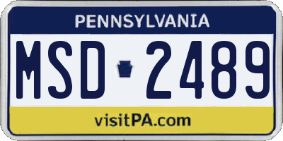 PA license plate MSD2489