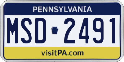 PA license plate MSD2491