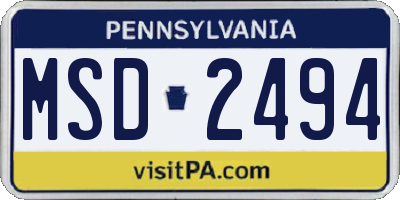 PA license plate MSD2494