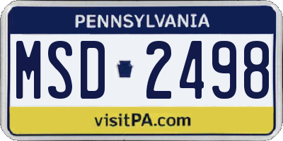 PA license plate MSD2498