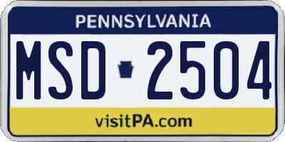PA license plate MSD2504