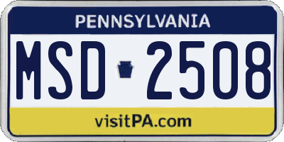 PA license plate MSD2508