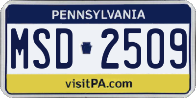 PA license plate MSD2509