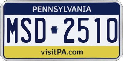 PA license plate MSD2510