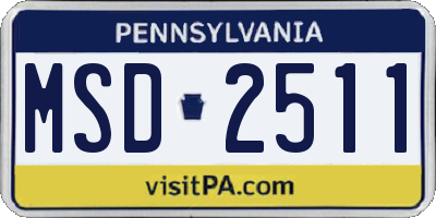 PA license plate MSD2511