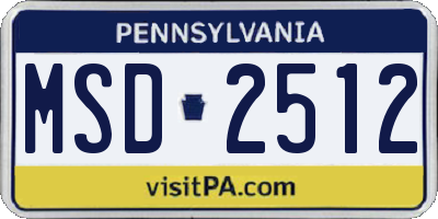 PA license plate MSD2512