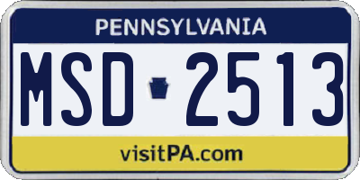 PA license plate MSD2513