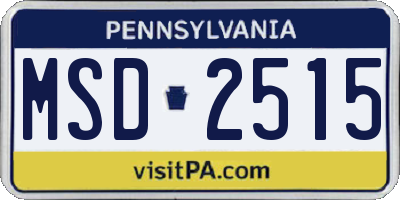 PA license plate MSD2515
