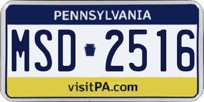 PA license plate MSD2516