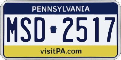 PA license plate MSD2517