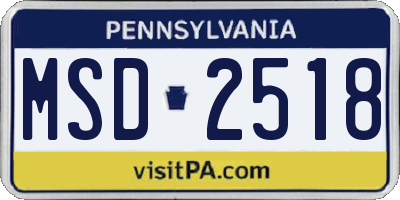 PA license plate MSD2518