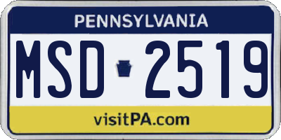 PA license plate MSD2519