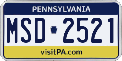 PA license plate MSD2521