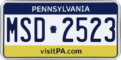 PA license plate MSD2523