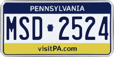 PA license plate MSD2524