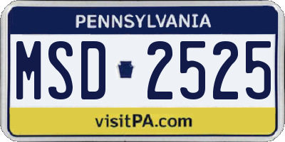 PA license plate MSD2525
