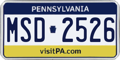 PA license plate MSD2526