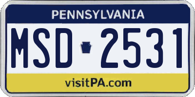 PA license plate MSD2531