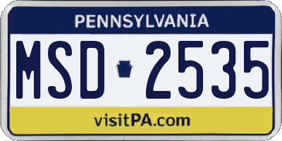 PA license plate MSD2535
