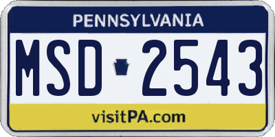 PA license plate MSD2543