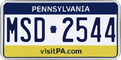 PA license plate MSD2544