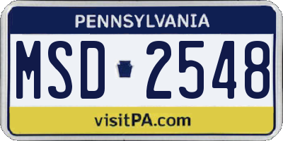 PA license plate MSD2548
