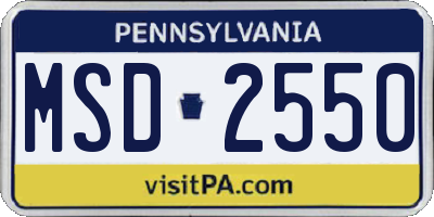 PA license plate MSD2550