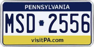 PA license plate MSD2556