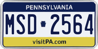 PA license plate MSD2564