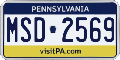 PA license plate MSD2569