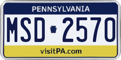 PA license plate MSD2570
