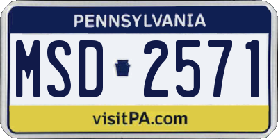 PA license plate MSD2571