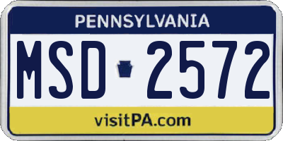 PA license plate MSD2572