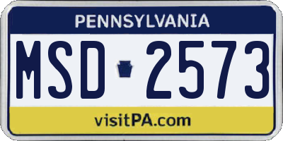 PA license plate MSD2573