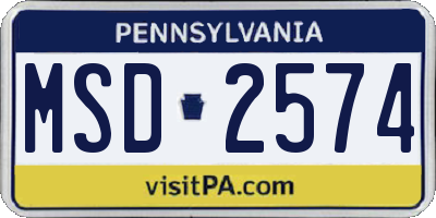 PA license plate MSD2574