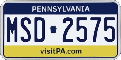 PA license plate MSD2575