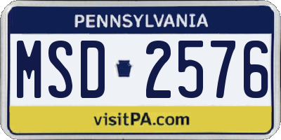 PA license plate MSD2576