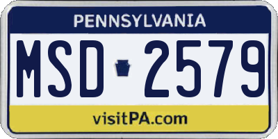 PA license plate MSD2579