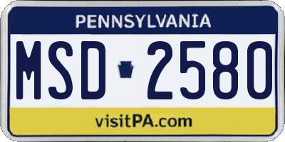 PA license plate MSD2580