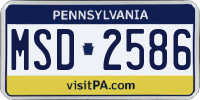 PA license plate MSD2586