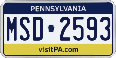 PA license plate MSD2593