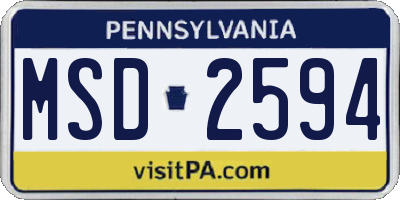 PA license plate MSD2594