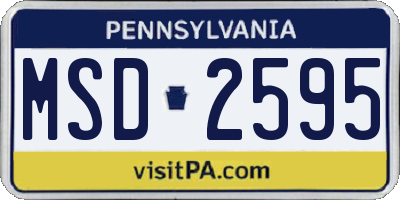 PA license plate MSD2595