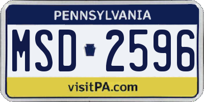 PA license plate MSD2596