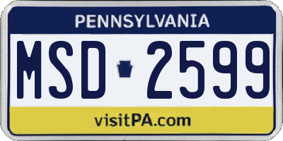 PA license plate MSD2599