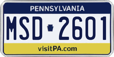 PA license plate MSD2601