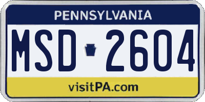PA license plate MSD2604