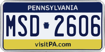 PA license plate MSD2606