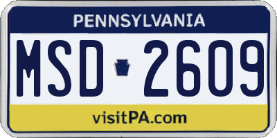 PA license plate MSD2609