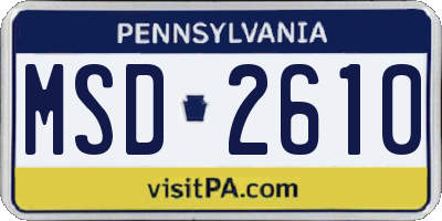 PA license plate MSD2610